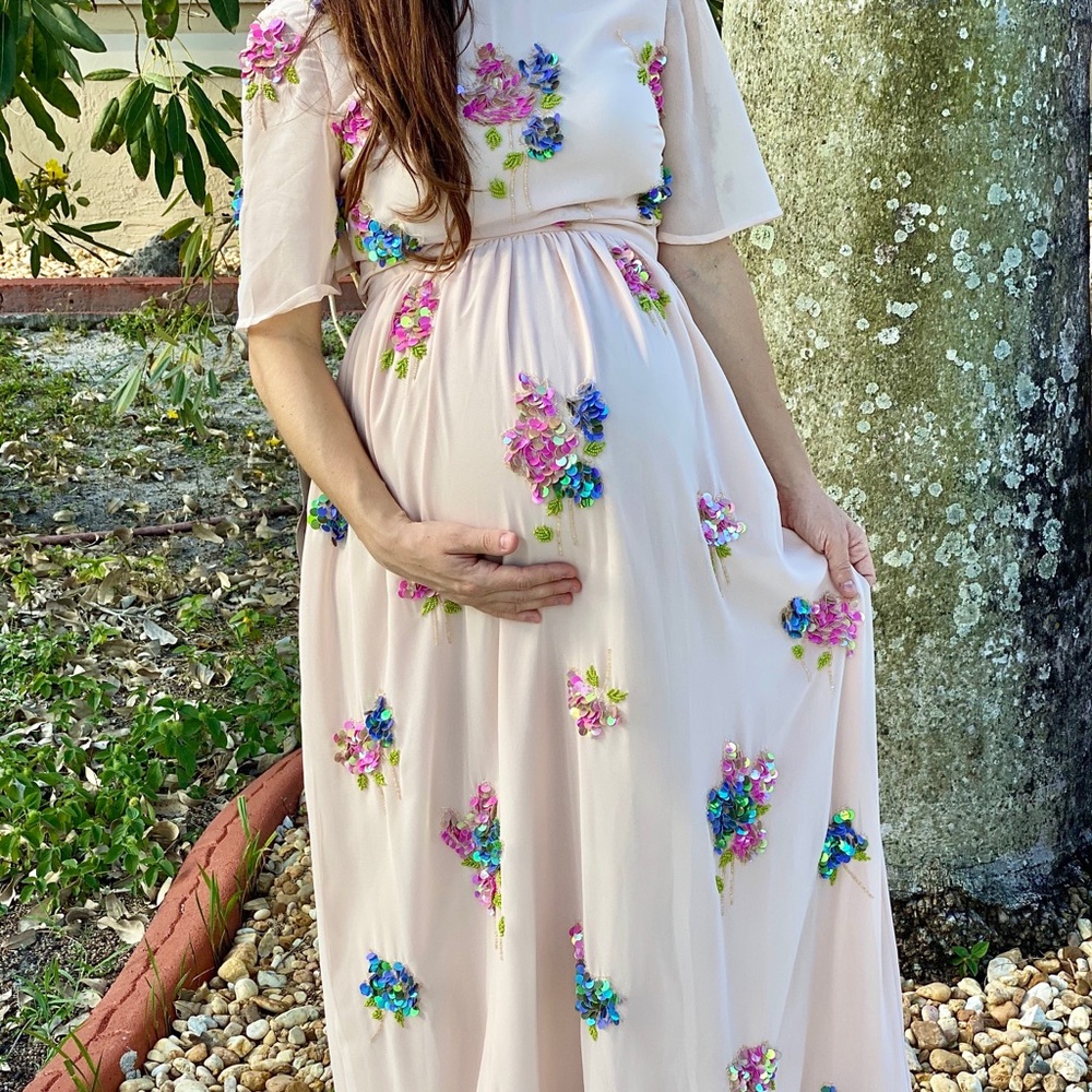 ASOS Sequin Embellished Pink Maxi Dress